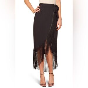 Sam Eldeman Fringe Asymmetrical Wrap Skirt